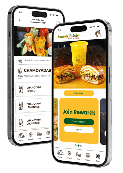 Mockup of a cancun juice app