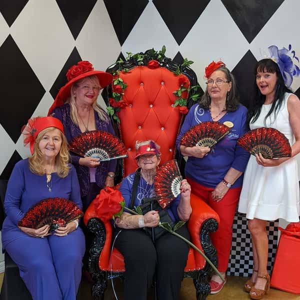 red hat society tea party at queen of hearts las vegas
