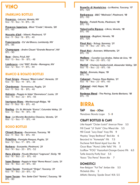 Spring Wine List '23