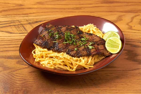 Carnes Asada w/Pasta Huancaina