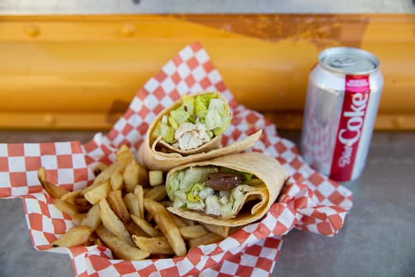 Mediterranean Wrap with Fries and Coke