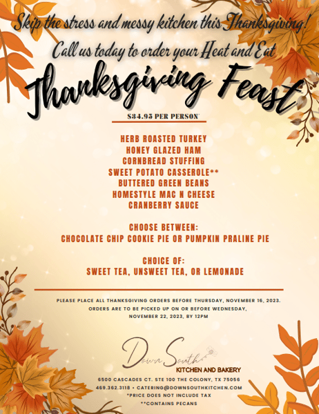 thanksgiving menu flyer food