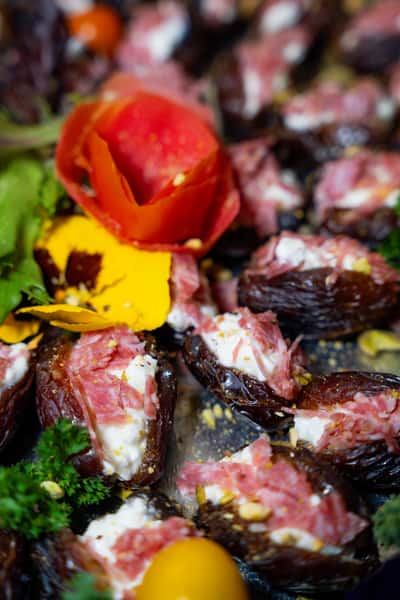 Cottage Cheese and Salami Stuffed Dates
