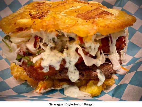 Toston Burger- Nicaraguan Style