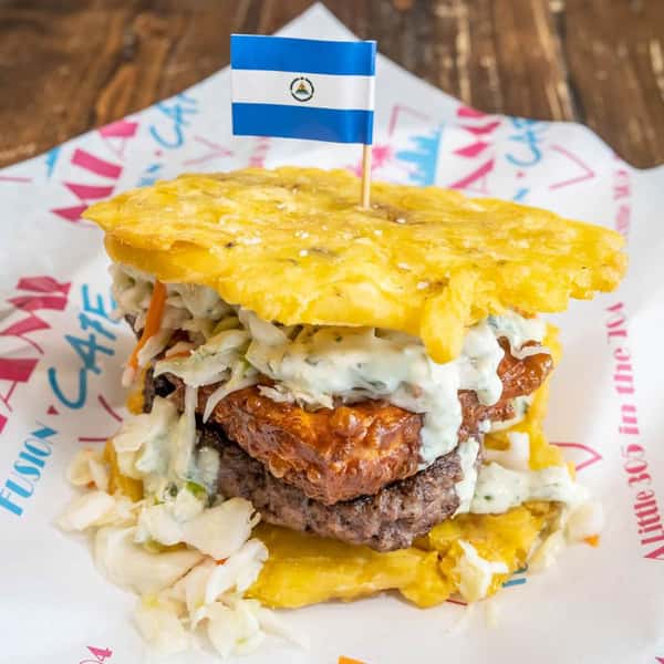 Toston Burger- Nicaraguan Style