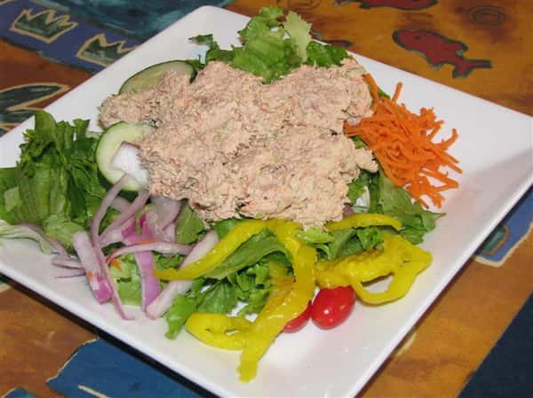 chicken salad over lettuce