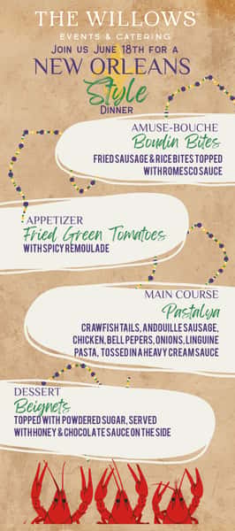 wine dinner crawfish