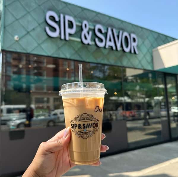 coffee in front of building