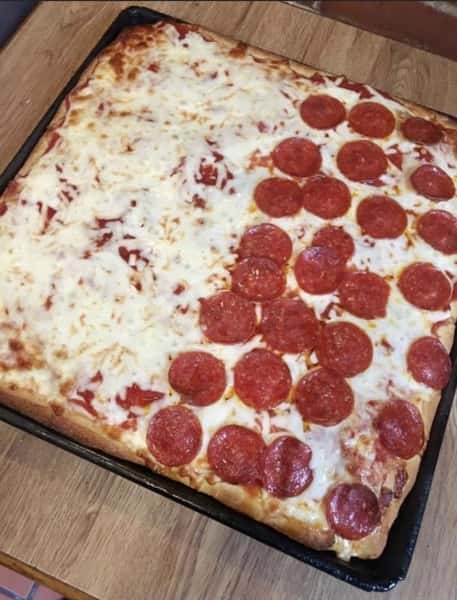 sicilian pizza half cheese half pepperoni