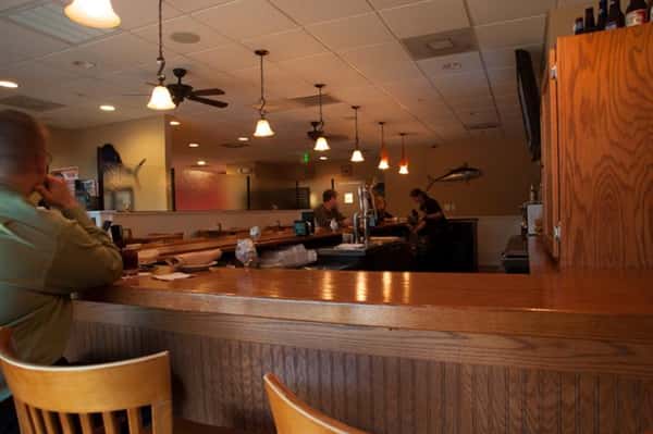 side view of the bar area