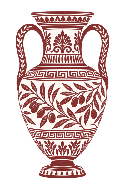 Decorative Maroon Greek Amphora