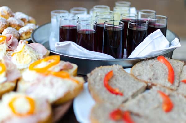wine and sandwiches