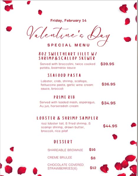 valentine menu