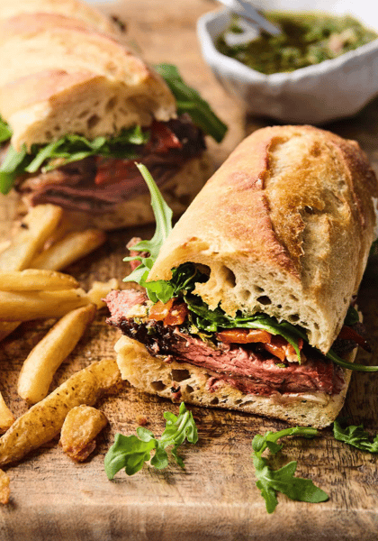 Skirt steak sandwich