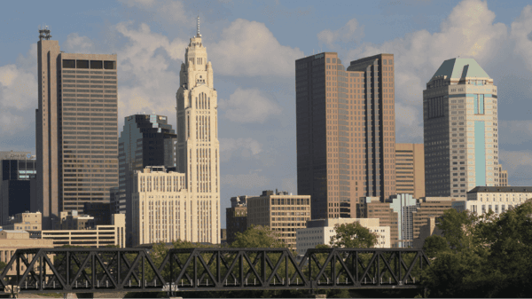 Private event venue with a skyline view of Columbus, OH