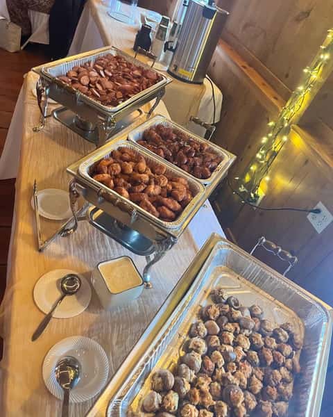 crabmeat stuffed mushrooms, boneless wings, kielbasa