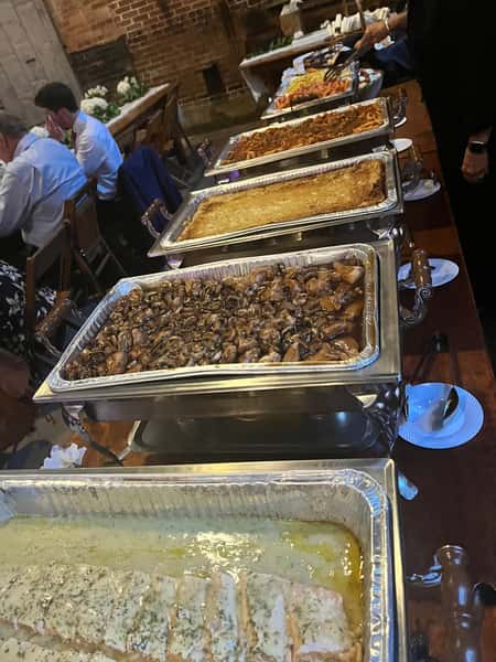 baked salmon, chicken marsala, chantilly potatoes