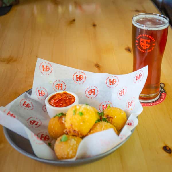 cheese balls and beer