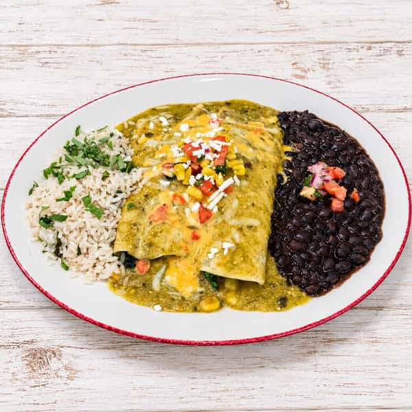 Roasted Corn & Spinach Enchiladas