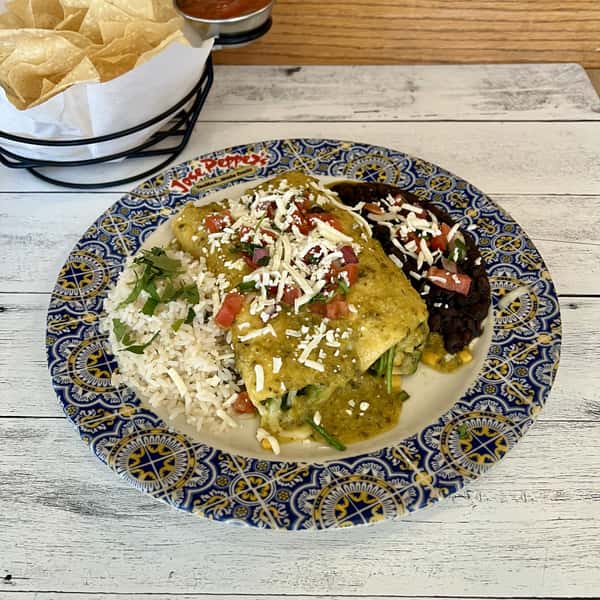 Vegetarian Verde Enchilada Platter
