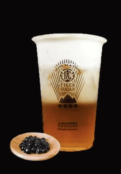 T7. Black Sugar Boba Green Tea Latte with Cream Mousse 老虎堂波霸绿茶厚拿铁含奶霜