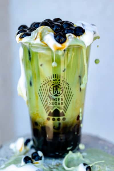 Matcha Green Tea with Blue Berries Bubble Tea