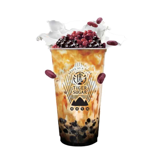 9. Black Sugar Boba Red Bean Milk with Cream Mousse 虎虎生风相思厚鲜奶
