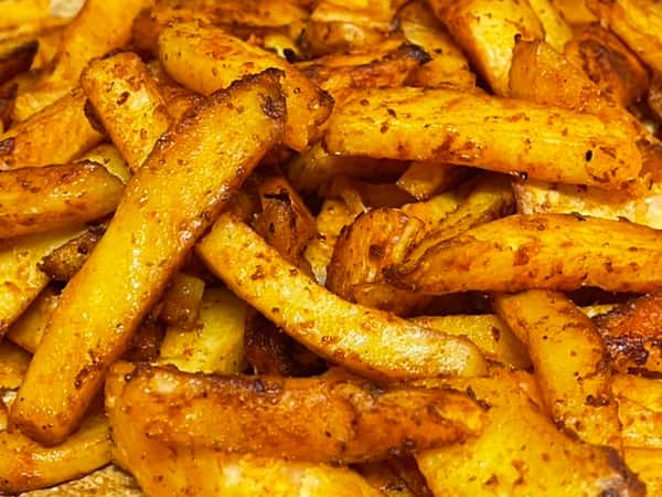 Straight cut fries, seasoned with our own seasoning
