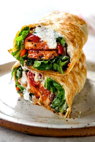 Grilled barbecue chicken, Monterey Jack cheese, bell peppers, and onions