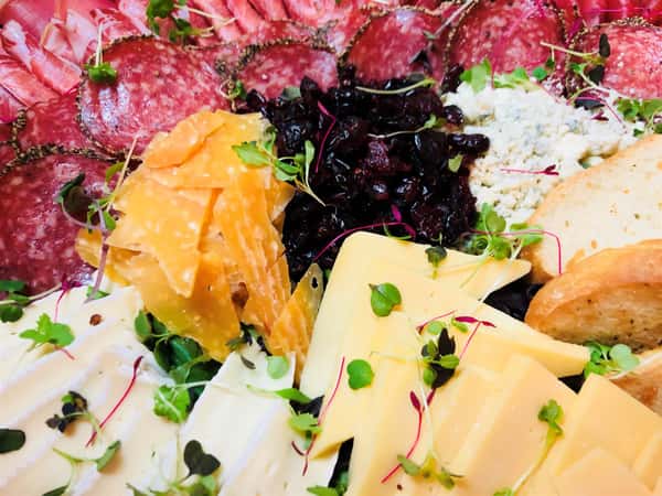 assorted cheese, raisins, pecans, bleu cheese and cured meats