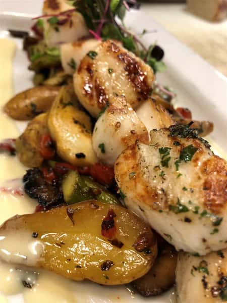scallops on a plate with herbs