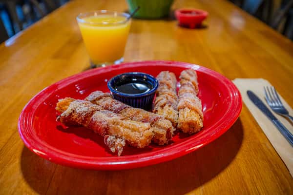 Bacon Wrapped Cinnamon Roll Churro