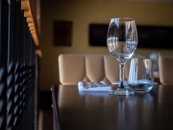 table with wine glass
