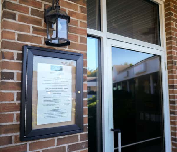 sign and door