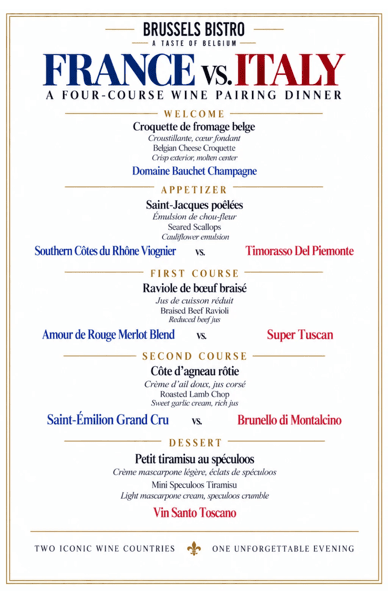 FRANCE VS. ITALY - Menu