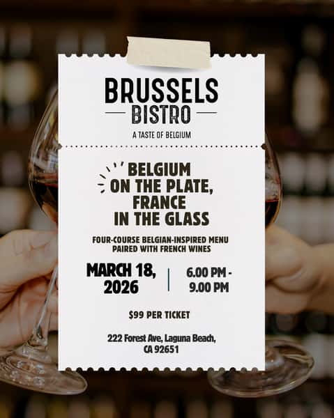 Four-course Belgian-inspired menu paired with French wines.