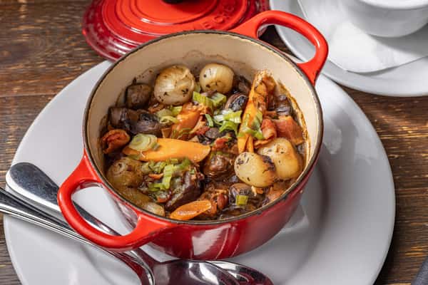 Beef bourguignon dish