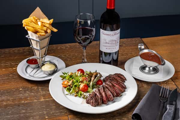 Anger steak and wine