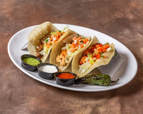 Beef Fajita Chicken And Shrimp Tacos