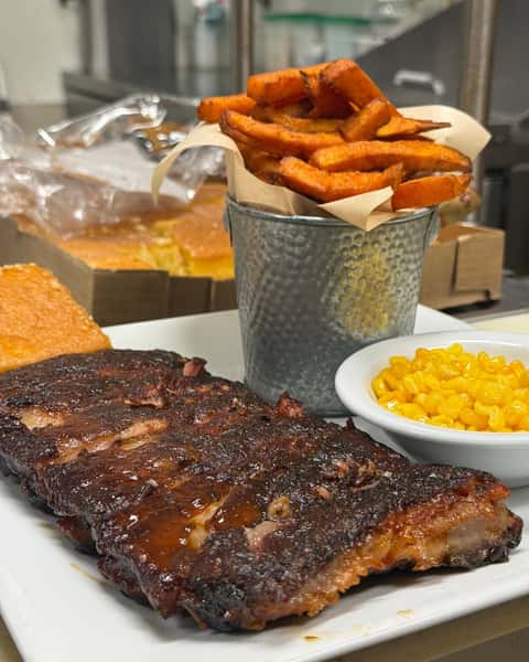 Have you tried Half Rack of Ribs Entree at Double S Smokehouse yet? Served with two sides and cornbread, it's the kind of plate that brings big smokehouse flavor to every bite 🍖😋 Stop by soon and ask for Half Rack of Ribs Entree. #DoubleSSmokehouse #RibsEntree #SmokehouseFavorites