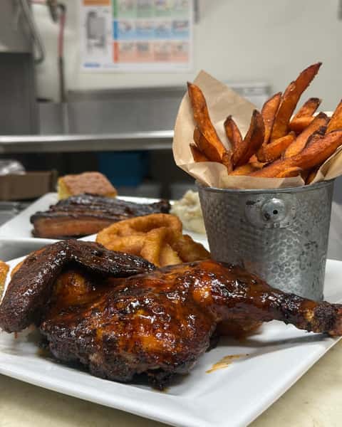 🔥 SMOKED HALF CHICKEN 🔥

Low & slow, glazed to perfection, and loaded with that smoky, sticky BBQ flavor you crave! 🍗🔥

Our Smoked Half Chicken Entrée comes with TWO sides + cornbread — now that's a serious dinner! 🤤

🍗 Tender smoked half chicken
🥔 Choose 2 sides
🌽 Cornbread included

Come get your BBQ fix at Double S Smokehouse!

📍 49 Oakland Avenue, Warwick, NY
📞 845-324-8522
🔥 Dine in • Takeout • Online Ordering

#DoubleSSmokehouse #SmokedChicken #HalfChicken #WarwickNY #Smokehouse #BBQ #LowAndSlow #BBQDinner #NYBBQ