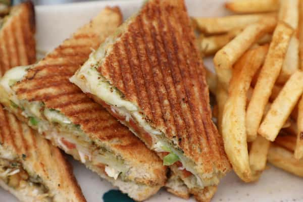 sandwich and fries