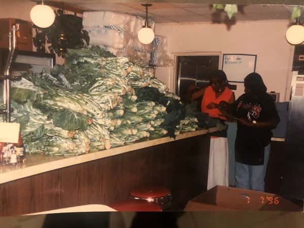 Fresh greens stacked in bundles