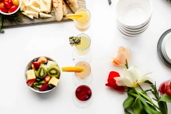 Fruit salad and cocktails