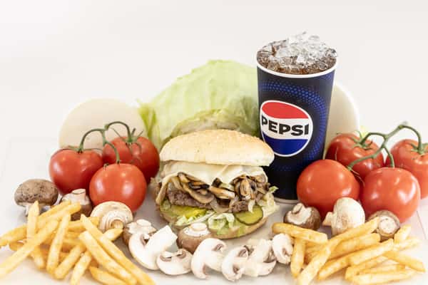 Mushroom Burger with fries