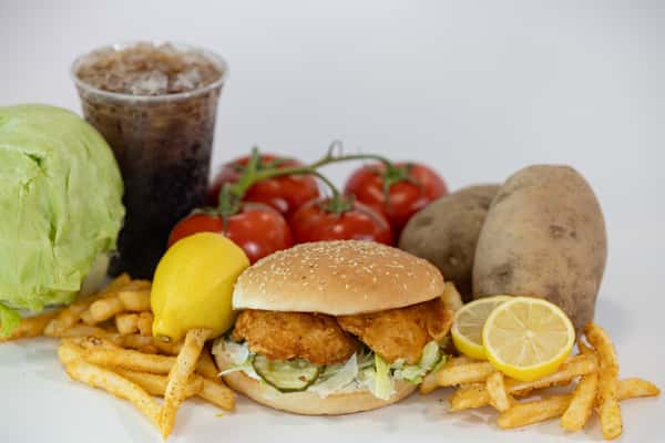 Halibut Burger Shake Combo