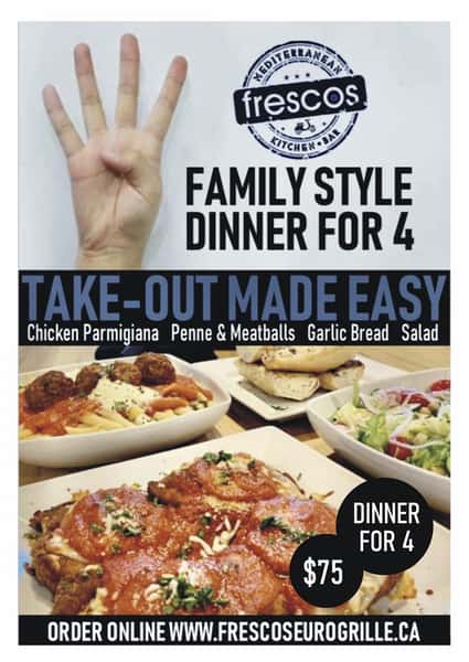 Family Style Dinner for 4 To Go