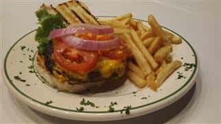 Hamburger with fries