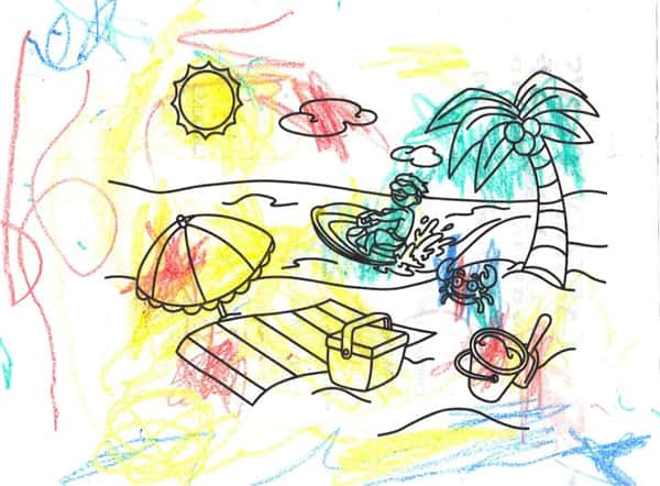 children's crayon drawing