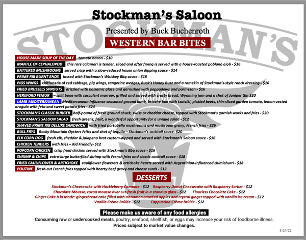 Stockman's Saloon Western Bar Bites